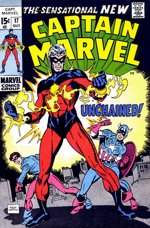 Gil Kane's redesigned Captain Marvel, 1968.  My guess is that the issue shown in Marble Season is from this era, although the timeline is not quite correct.